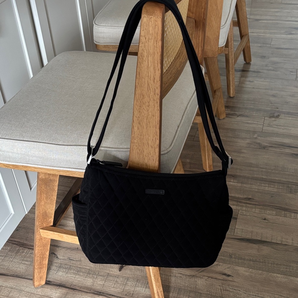 Vera Bradley Black Quilted Shoulder Bag with Double Strap
